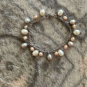 Freshwater Pearl Sterling Silver Charm Bracelet